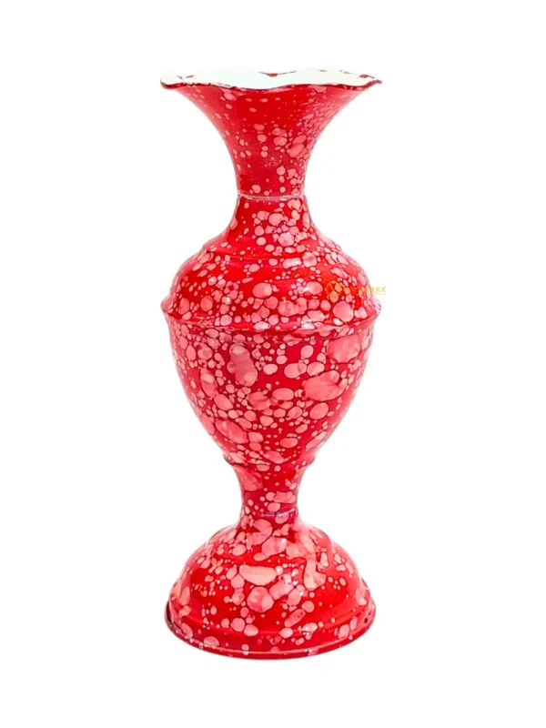 Youngsera Marble Design Flower Vase For Artificial Flowers Home Décor Office Living Room Bedroom Table Decoration Item 9 Inch Vase | Pack Of 2 | Red - Image 3