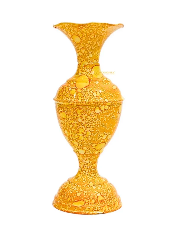 9 inch marble yellow main Youngsera Marble Design Flower Vase For Artificial Flowers Home Décor Office Living Room Bedroom Table Decoration Item 9 Inch Vase | Pack Of 2 | Yellow - Image 1