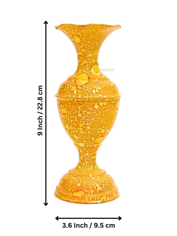 Youngsera Marble Design Flower Vase For Artificial Flowers Home Décor Office Living Room Bedroom Table Decoration Item 9 Inch Vase | Pack Of 2 | Yellow - Image 7