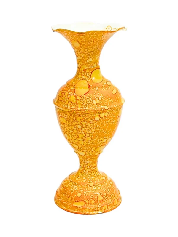 Youngsera Marble Design Flower Vase For Artificial Flowers Home Décor Office Living Room Bedroom Table Decoration Item 9 Inch Vase | Pack Of 2 | Yellow - Image 3