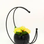 Youngsera Premium Moon Metal Flower Vase Diwali Gift Items for Home Decoration Tabletop, Side Table, Living Room, Home Office Decoration, Home Decorative Items, 9 Inches Height- Pack Of 2 - Black