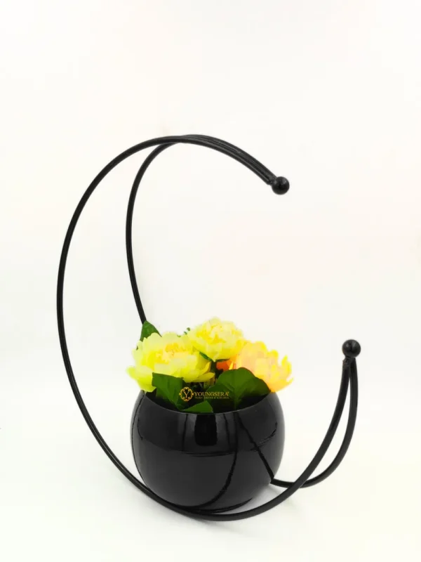 Youngsera Premium Moon Metal Flower Vase Diwali Gift Items for Home Decoration Tabletop, Side Table, Living Room, Home Office Decoration, Home Decorative Items, 9 Inches Height- Pack Of 2 - Black - Image 13