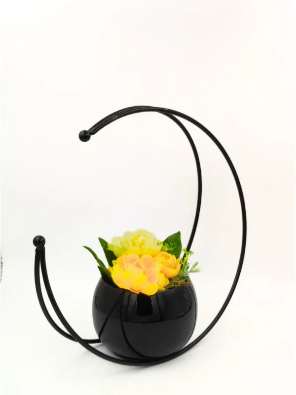 Youngsera Premium Moon Metal Flower Vase Diwali Gift Items for Home Decoration Tabletop, Side Table, Living Room, Home Office Decoration, Home Decorative Items, 9 Inches Height- Pack Of 2 - Black - Image 14