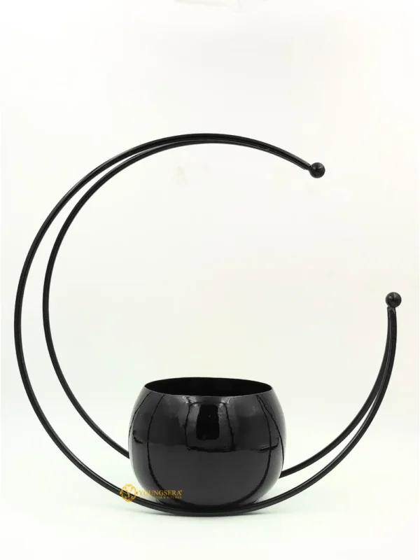 Youngsera Premium Moon Metal Flower Vase Diwali Gift Items for Home Decoration Tabletop, Side Table, Living Room, Home Office Decoration, Home Decorative Items, 9 Inches Height- Pack Of 2 - Black - Image 5