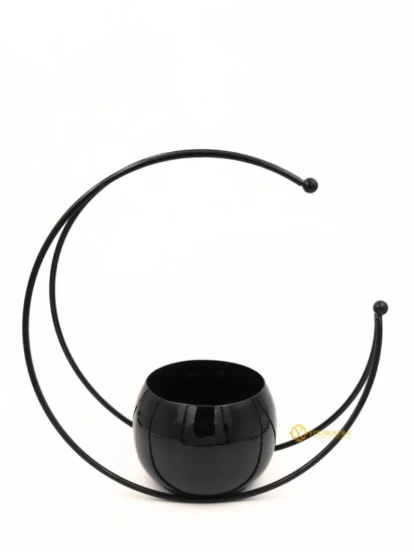 Youngsera Premium Moon Metal Flower Vase Diwali Gift Items for Home Decoration Tabletop, Side Table, Living Room, Home Office Decoration, Home Decorative Items, 9 Inches Height- Pack Of 2 - Black - Image 9