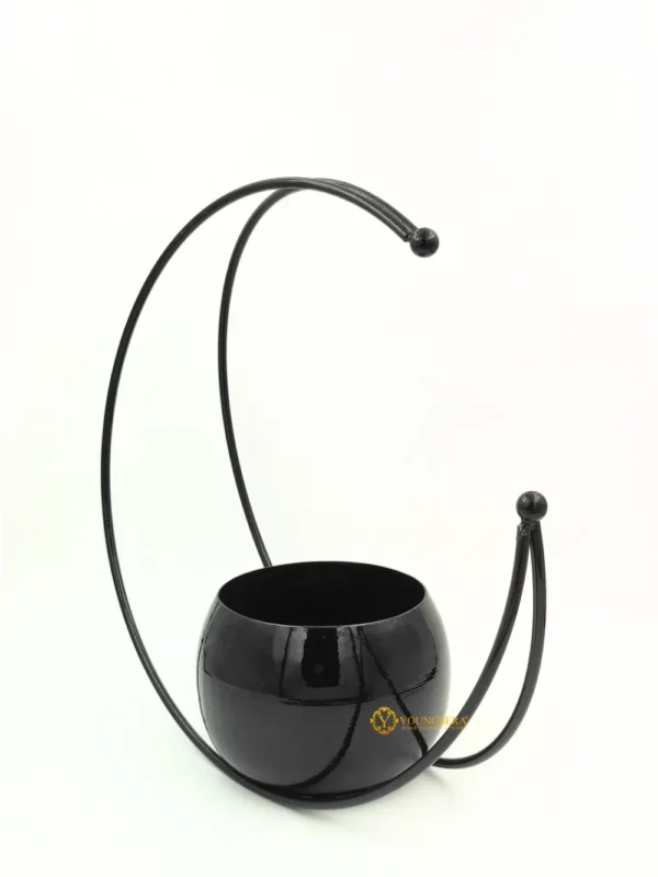 Youngsera Premium Moon Metal Flower Vase Diwali Gift Items for Home Decoration Tabletop, Side Table, Living Room, Home Office Decoration, Home Decorative Items, 9 Inches Height- Pack Of 2 - Black - Image 6