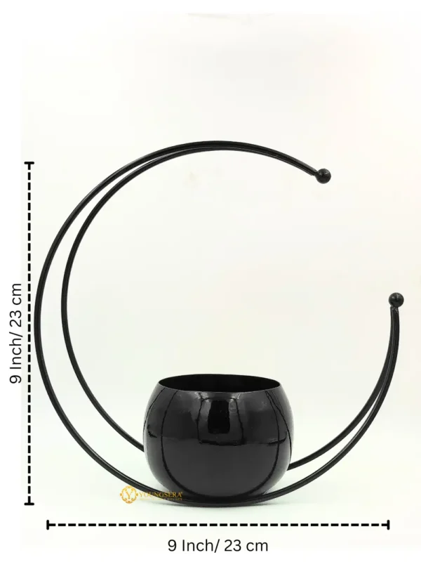 Youngsera Premium Moon Metal Flower Vase Diwali Gift Items for Home Decoration Tabletop, Side Table, Living Room, Home Office Decoration, Home Decorative Items, 9 Inches Height- Pack Of 2 - Black - Image 16