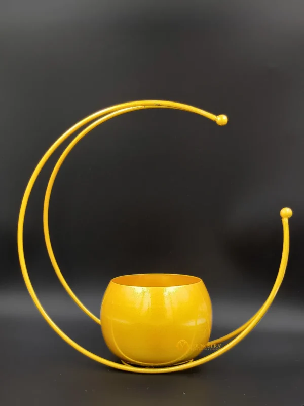 Youngsera Premium Moon Metal Flower Vase Diwali Gift Items for Home Decoration Tabletop, Side Table, Living Room, Home Office Decoration, Home Decorative Items, 9 Inches Height- Pack Of 2 - Golden - Image 3