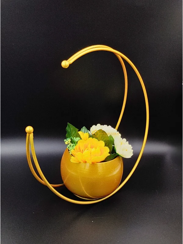 Youngsera Premium Moon Metal Flower Vase Diwali Gift Items for Home Decoration Tabletop, Side Table, Living Room, Home Office Decoration, Home Decorative Items, 9 Inches Height- Pack Of 2 - Golden - Image 9