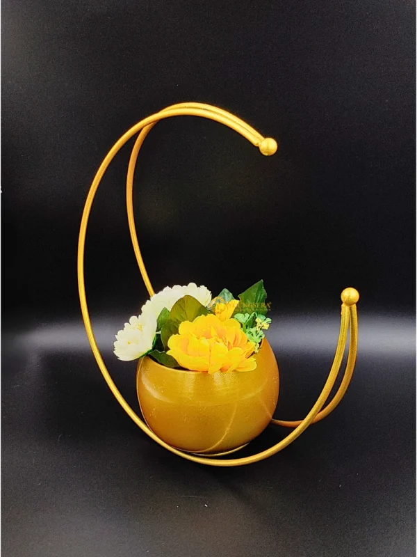 Youngsera Premium Moon Metal Flower Vase Diwali Gift Items for Home Decoration Tabletop, Side Table, Living Room, Home Office Decoration, Home Decorative Items, 9 Inches Height- Pack Of 2 - Golden - Image 1