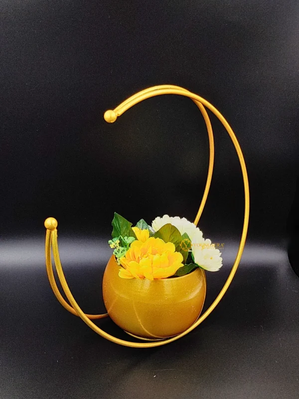Youngsera Premium Moon Metal Flower Vase Diwali Gift Items for Home Decoration Tabletop, Side Table, Living Room, Home Office Decoration, Home Decorative Items, 9 Inches Height- Pack Of 2 - Golden - Image 12