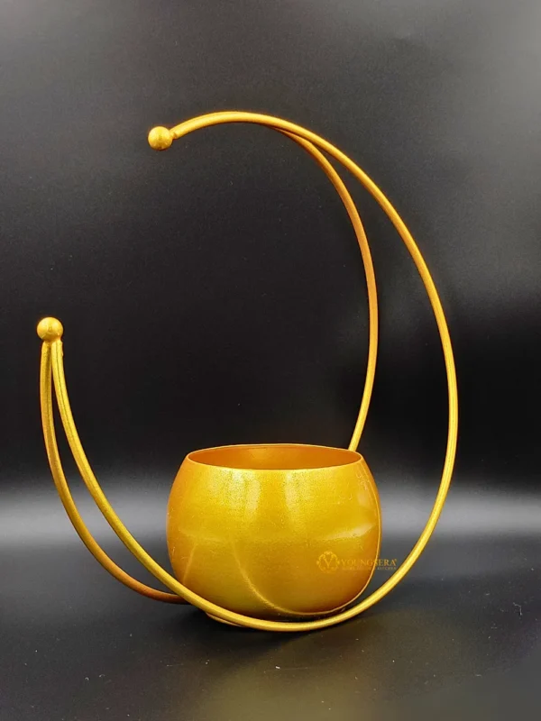 Youngsera Premium Moon Metal Flower Vase Diwali Gift Items for Home Decoration Tabletop, Side Table, Living Room, Home Office Decoration, Home Decorative Items, 9 Inches Height- Pack Of 2 - Golden - Image 4