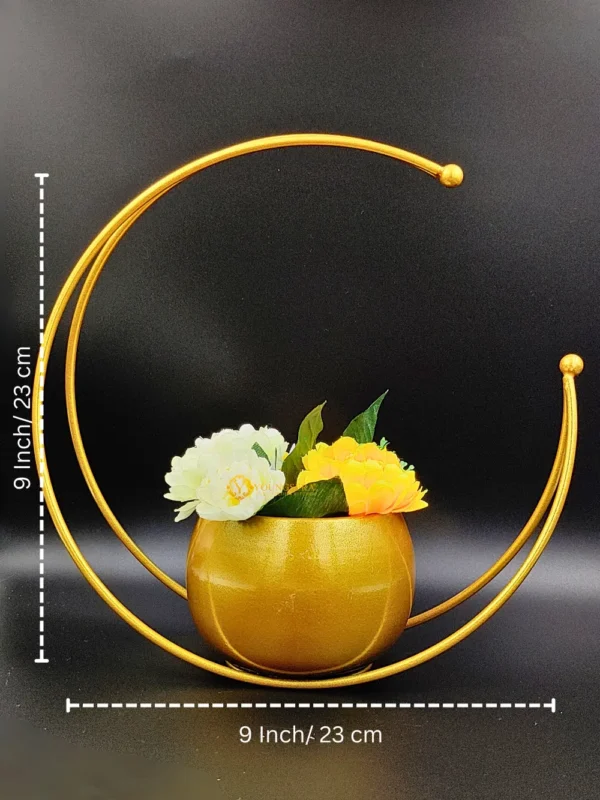 Youngsera Premium Moon Metal Flower Vase Diwali Gift Items for Home Decoration Tabletop, Side Table, Living Room, Home Office Decoration, Home Decorative Items, 9 Inches Height- Pack Of 2 - Golden - Image 13