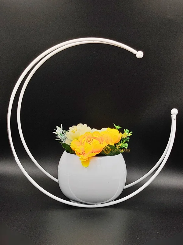 Youngsera Premium Moon Metal Flower Vase Diwali Gift Items for Home Decoration Tabletop, Side Table, Living Room, Home Office Decoration, Home Decorative Items, 9 Inches Height- Pack Of 2 - White - Image 10