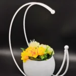 Youngsera Premium Moon Metal Flower Vase Diwali Gift Items for Home Decoration Tabletop, Side Table, Living Room, Home Office Decoration, Home Decorative Items, 9 Inches Height- Pack Of 2 - White