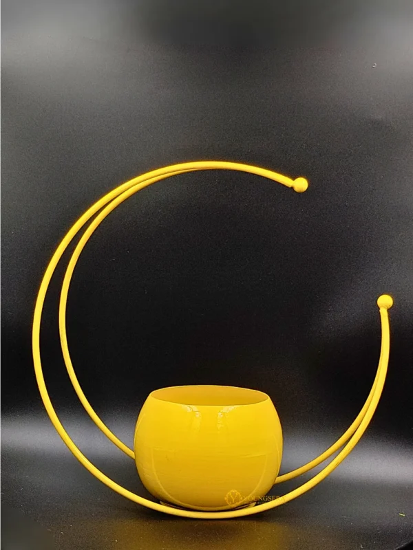 Youngsera Premium Moon Metal Flower Vase Diwali Gift Items for Home Decoration Tabletop, Side Table, Living Room, Home Office Decoration, Home Decorative Items, 9 Inches Height- Pack Of 2 - Yellow - Image 3