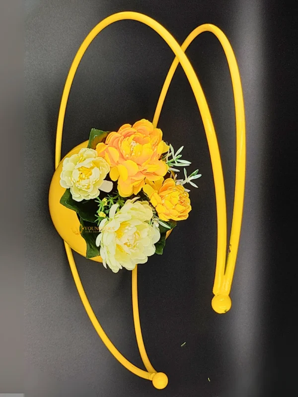 Youngsera Premium Moon Metal Flower Vase Diwali Gift Items for Home Decoration Tabletop, Side Table, Living Room, Home Office Decoration, Home Decorative Items, 9 Inches Height- Pack Of 2 - Yellow - Image 9