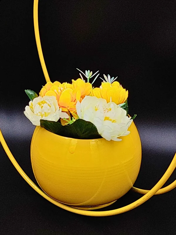 Youngsera Premium Moon Metal Flower Vase Diwali Gift Items for Home Decoration Tabletop, Side Table, Living Room, Home Office Decoration, Home Decorative Items, 9 Inches Height- Pack Of 2 - Yellow - Image 2
