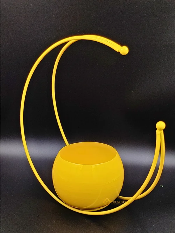 Youngsera Premium Moon Metal Flower Vase Diwali Gift Items for Home Decoration Tabletop, Side Table, Living Room, Home Office Decoration, Home Decorative Items, 9 Inches Height- Pack Of 2 - Yellow - Image 4