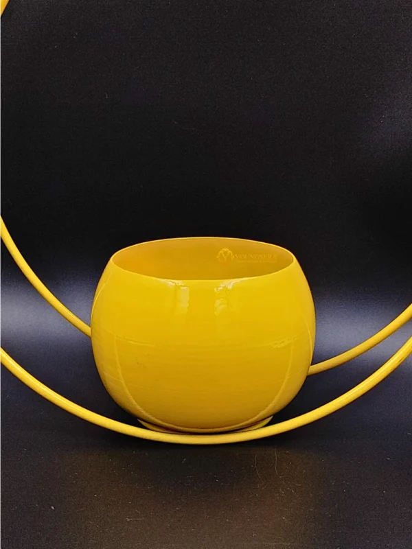 Youngsera Premium Moon Metal Flower Vase Diwali Gift Items for Home Decoration Tabletop, Side Table, Living Room, Home Office Decoration, Home Decorative Items, 9 Inches Height- Pack Of 2 - Yellow - Image 5