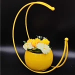 Youngsera Premium Moon Metal Flower Vase Diwali Gift Items for Home Decoration Tabletop, Side Table, Living Room, Home Office Decoration, Home Decorative Items, 9 Inches Height- Pack Of 2 - Yellow