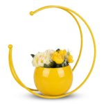 Youngsera Premium Moon Metal Flower Vase Diwali Gift Items for Home Decoration Tabletop, Side Table, Living Room, Home Office Decoration, Home Decorative Items, 8 Inches Height- Pack Of 2 - Yellow