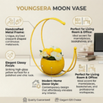 Youngsera Premium Moon Metal Flower Vase Diwali Gift Items for Home Decoration Tabletop, Side Table, Living Room, Home Office Decoration, Home Decorative Items, 8 Inches Height- Pack Of 2 - Yellow - Image 4